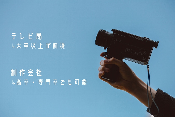 テレビ局↳大卒以上が前提制作会社↳高卒・専門卒でも可能