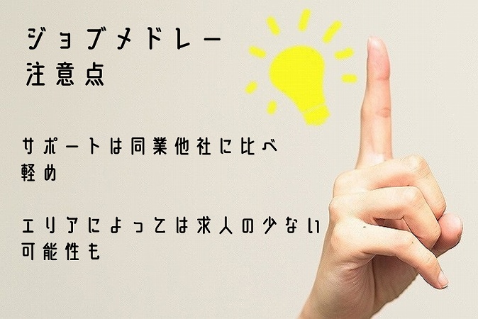 ジョブメドレー注意点。サポートは同業他社に比べ軽めエリアによっては求人の少ない可能性も