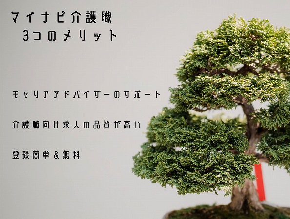 マイナビ介護職3つのメリット。キャリアアドバイザーのサポート介護職向け求人の品質が高い登録簡単&無料