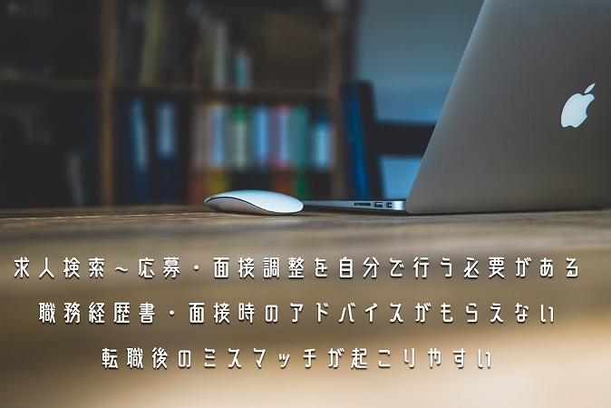 求人検索~応募・面接調整を自分で行う必要がある職務経歴書・面接時のアドバイスがもらえない転職後のミスマッチが起こりやすい