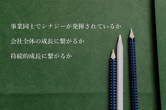 事業同士でシナジーが発揮されているか会社全体の成長に繋がるか持続的成長に繋がるか