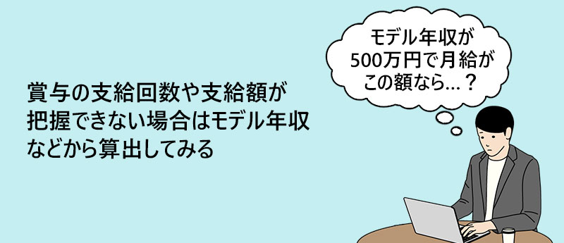 賞与の支給回数や支給額が把握できない場合はモデル年収などから算出してみる