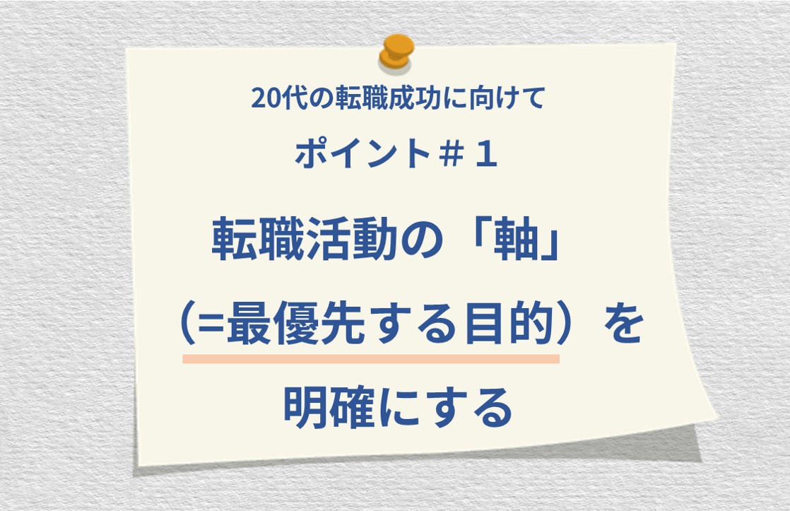 20代の転職成功に向けて ポイント#1 転職活動の「軸」(=最優先する目的)を明確にする