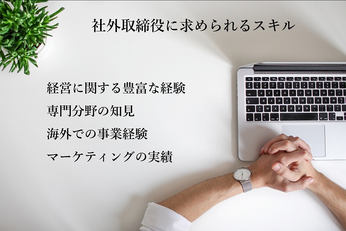 社外取締役に求められるスキル ■経営に関する豊富な経験 ■専門分野の知見 ■海外での事業経験 ■マーケティングの実績