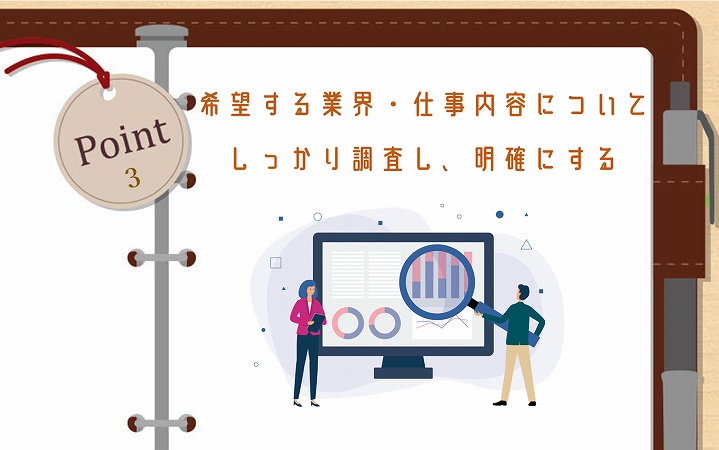 POINT3 希望する業界・仕事内容についてしっかり調査し、明確にする