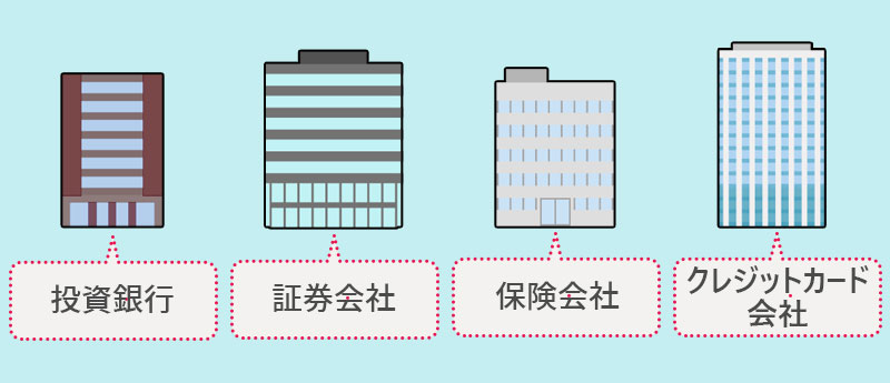 ■投資銀行 ■証券会社 ■保険会社 ■クレジットカード会社