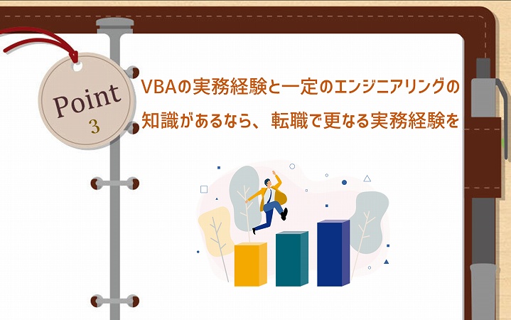 POINT3 VBAの実務経験と一定のエンジニアリングの知識があるなら、転職で更なる実務経験を