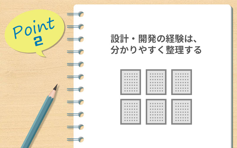 ポイント2.設計・開発の経験は、分かりやすく整理する