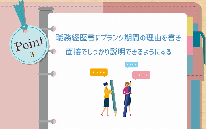 POINT3 職務経歴書にブランク期間の理由を書き面接でしっかり説明できるようにする
