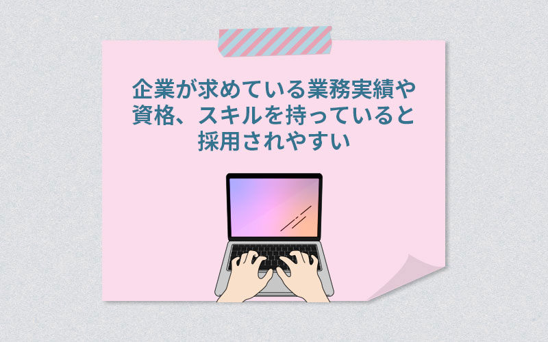 企業が求めている業務実績や資格、スキルを持っていると採用されやすい