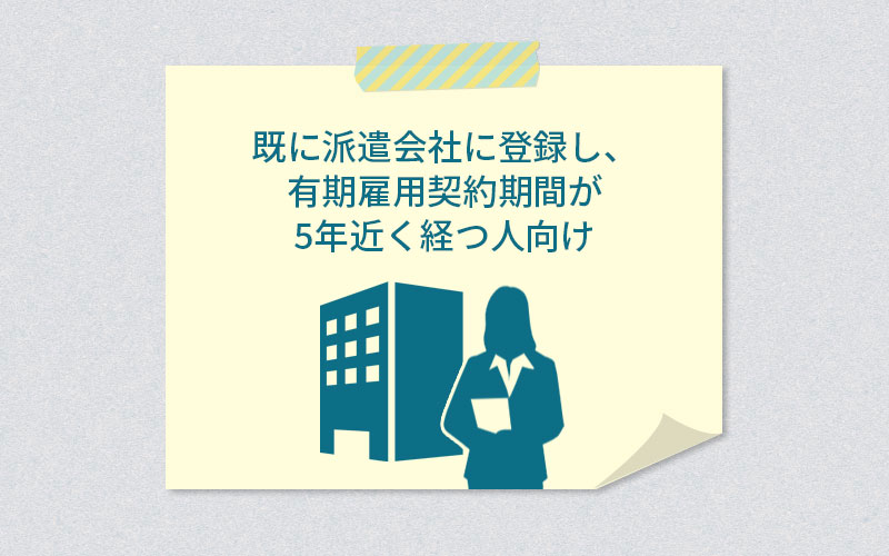 既に派遣会社に登録し、有期雇用契約期間が5年近く経つ人向け