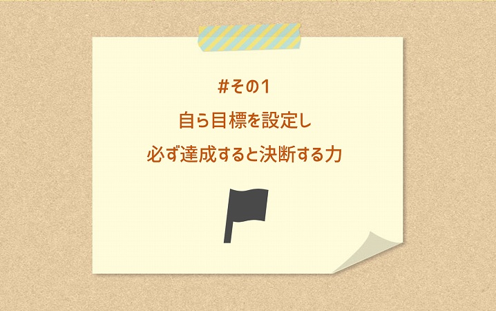 #その1 自ら目標を設定し必ず達成すると決断する力
