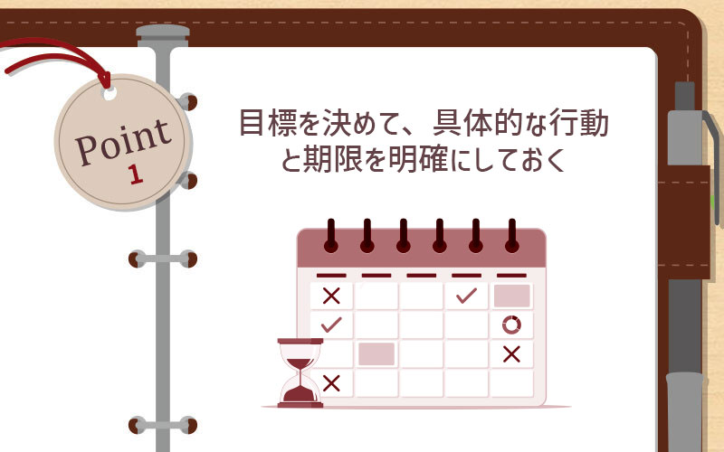 目標を決めて、具体的な行動と期限を明確にしておく