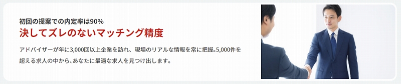 初回の提案での内定率は90%。決してズレのないマッチング精度