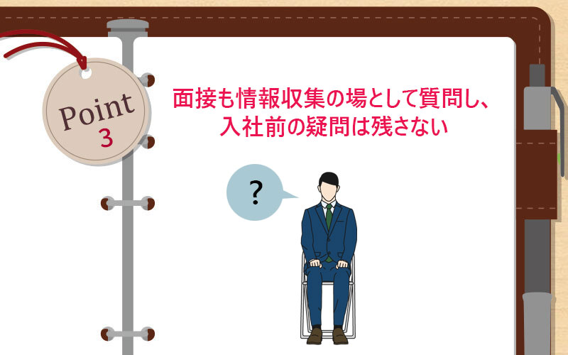 面接も情報収集の場として質問し、入社前の疑問は残さない