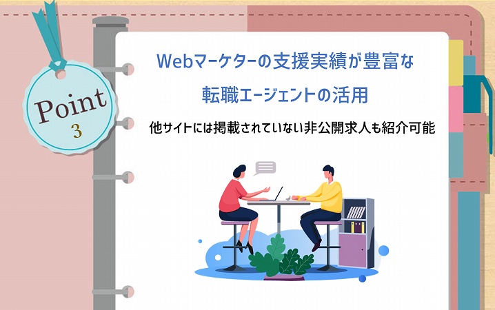 POINT3 Webマーケターの支援実績が豊富な転職エージェントの活用 他サイトには掲載されていない非公開求人も紹介可能
