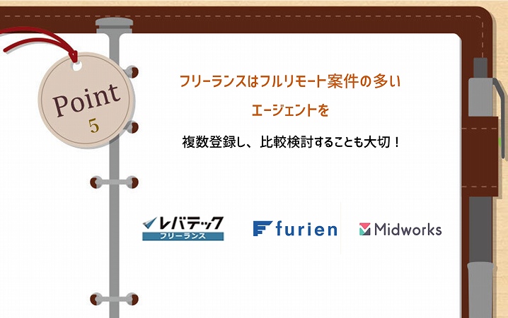 POINT5 フリーランスはフルリモート案件の多いエージェントを。複数登録し、比較検討することも大切!