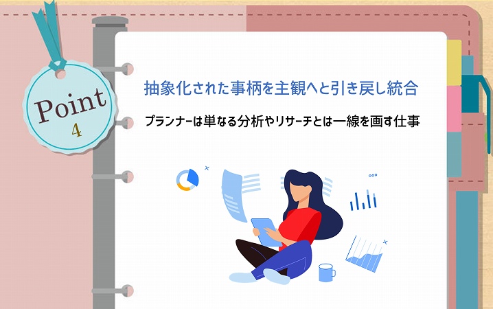 POINT4 抽象化された事柄を主観へと引き戻し統合。プランナーは単なる分析やリサーチとは一線を画す仕事