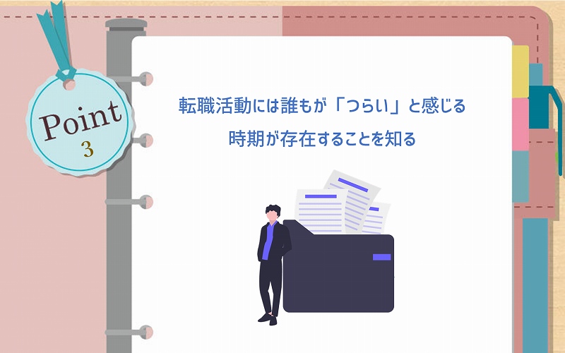 POINT3 転職活動には誰もが「つらい」と感じる時期が存在することを知る