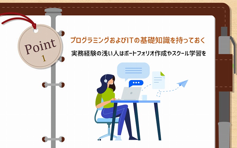 POINT1 プログラミングおよびITの基礎知識を持っておく:実務経験の浅い人はポートフォリオ作成やスクール学習を