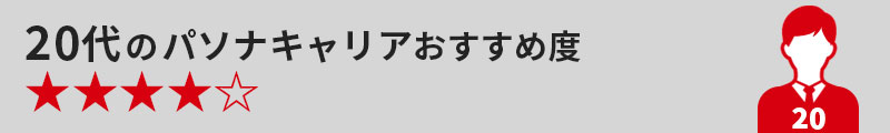 20代のパソナキャリアおすすめ度★★★★☆