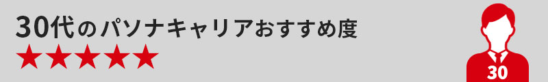 30代のパソナキャリアおすすめ度★★★★★