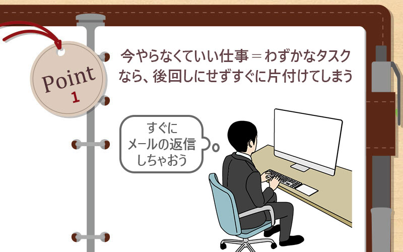 今やらなくていい仕事=わずかなタスクなら、後回しにせずすぐに片付けてしまう