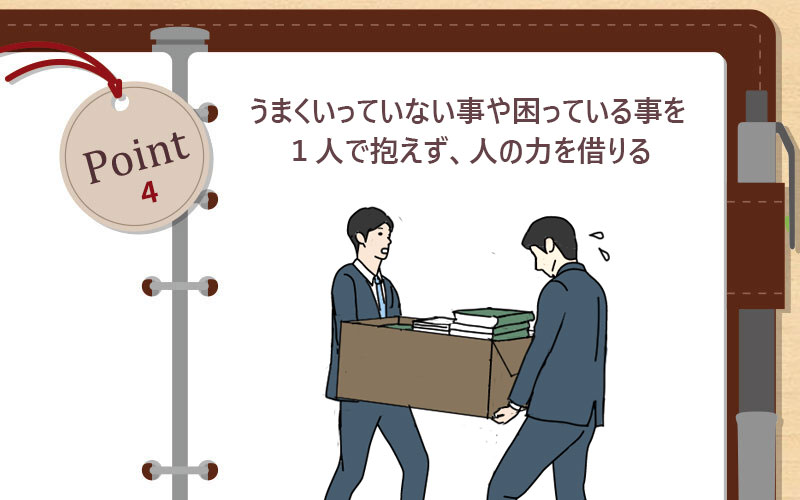 うまくいっていない事や困っている事を1人で抱えず、人の力を借りる