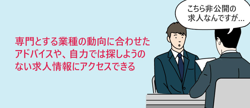 業界の動向や内情に合わせてアドバイスや自力で探しようのない求人を紹介してくれる