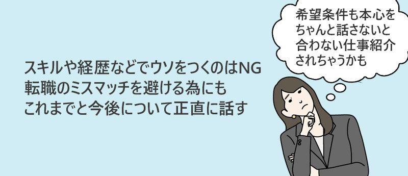 正直に、かつ詳細に経歴、スキル、そして希望を伝えていこう