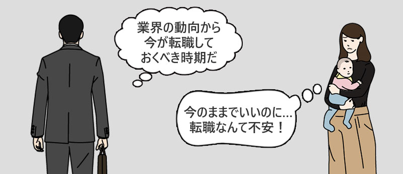 転職志望者とその家族のイメージ