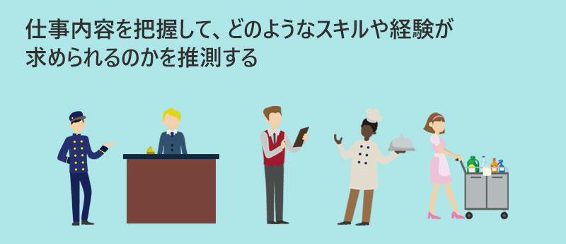 仕事内容を把握して、どのようなスキルや経験が求められるのかを推測する