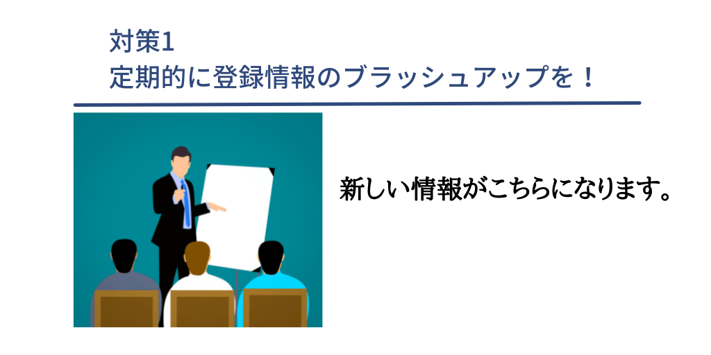 対策1 定期的に登録情報のブラッシュアップを!