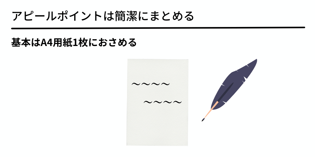 アピールポイントは簡潔にまとめる:基本はA4用紙1枚におさめる