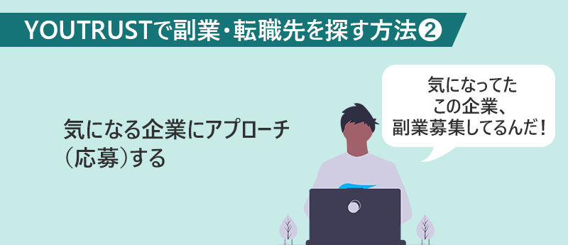 YOURTRUSTで副業・転職先を探す方法② 気になる企業にアプローチ(応募)する