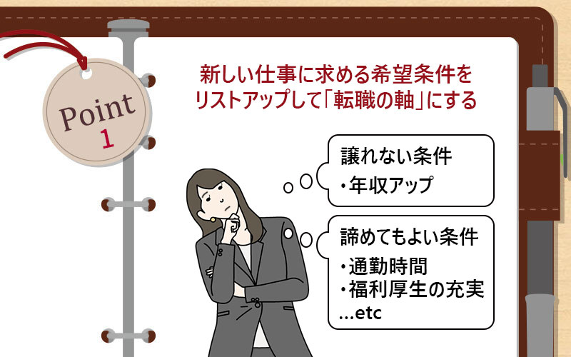 新しい仕事に求める希望条件をリストアップして「転職の軸」にする