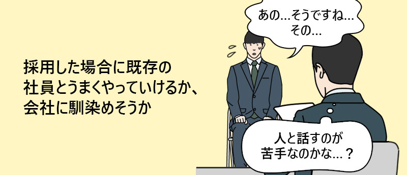 採用した場合に既存の社員とうまくやっていけるか、会社に馴染めそうか