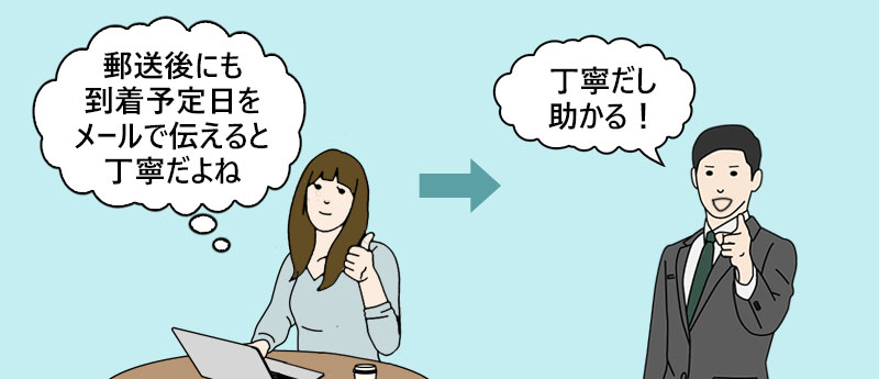 「郵送後にも到着予定日をメールで伝えると丁寧だよね」