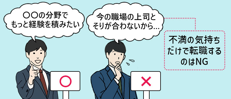 不満の気持ちだけで転職するのはNG