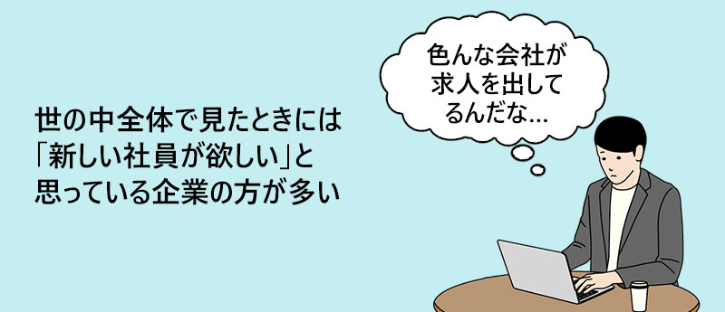 世の中全体で見たときには「新しい社員が欲しい」と思っている企業の方が多い