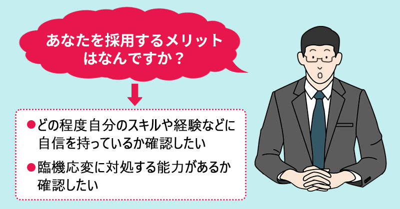 ”どの程度自分のスキルや経験などに自信を持っているか確認したい。臨機応変に対処する能力があるか確認したい。”
