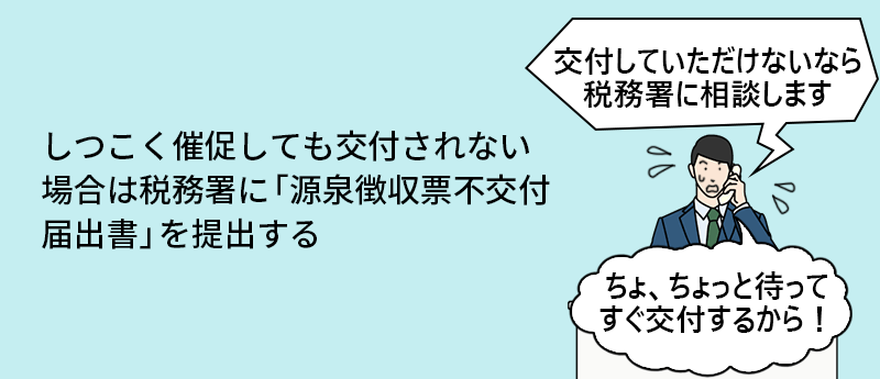 しつこく催促しても交付されない場合は税務署に「源泉徴収票不交付届出書」を提出する