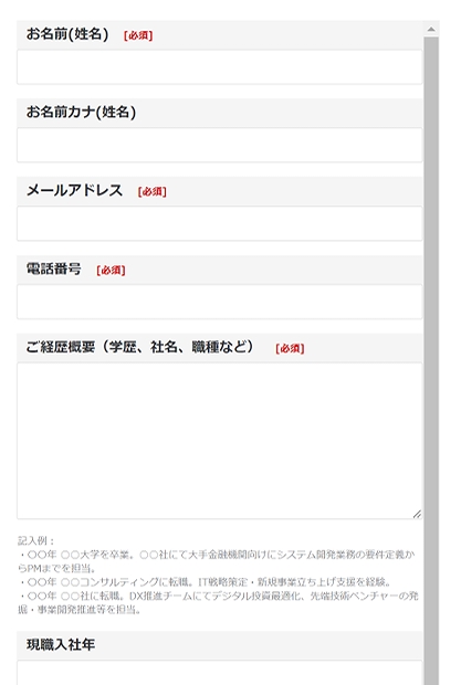 アクシスコンサルティング登録画面