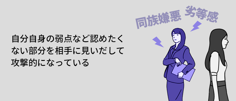 自分自身の弱点など認めたくない部分を相手に見いだして攻撃的になっている