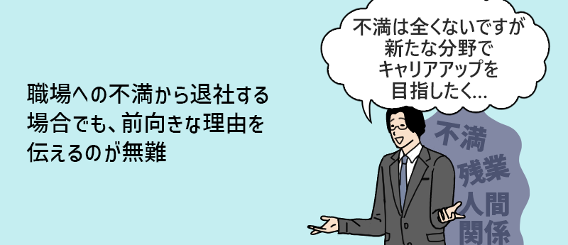 職場への不満から退社する場合でも、前向きな理由を伝えるのが無難