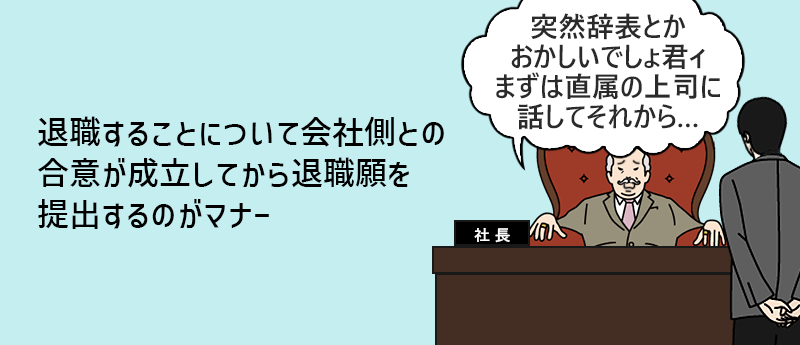 退職することについて会社側との合意が成立してから退職願を提出するのがマナー