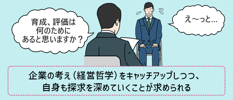 企業の考え(経営哲学)をキャッチアップしつつ、自身も探求を深めていくことが求められる