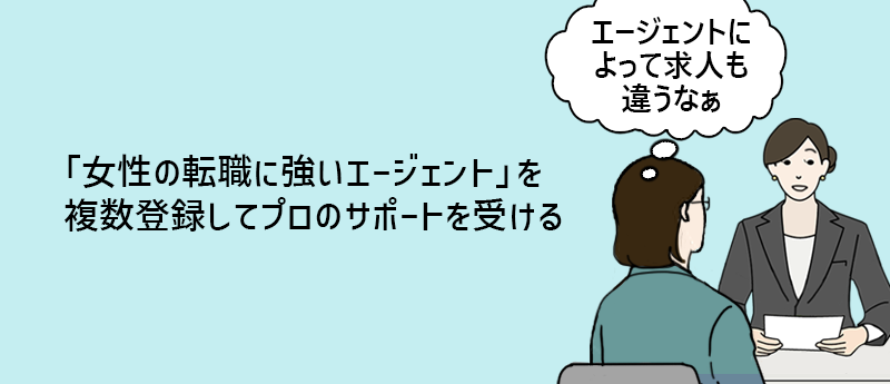 「女性の転職に強いエージェント」を複数登録してプロのサポートを受ける