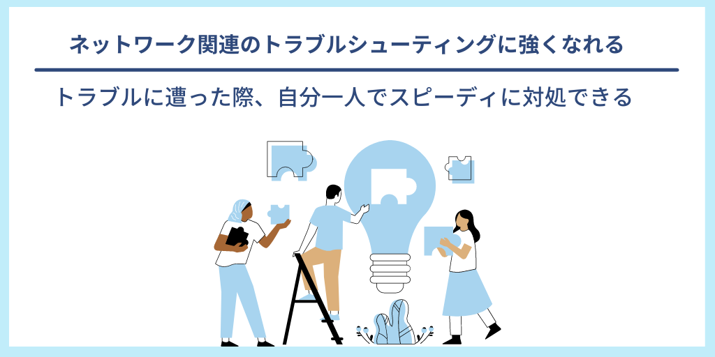 ネットワーク関連のトラブルシューティングに強くなれる|トラブルに遭った際、自分一人でスピーディに対処できる