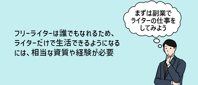 フリーライターは誰でもなれるため、ライターだけで生活できるようになるには、相当な資質や経験が必要